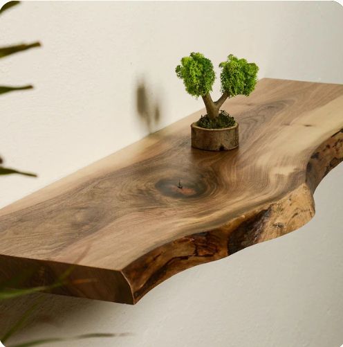 Premium Live Edge Floating Shelf | Custom Size Wooden Wall Mounted Shelf | Rustic Industrial Floating Wall Shelf | Modern Display & Storage Shelf for Living Room, Bedroom, Kitchen & Office