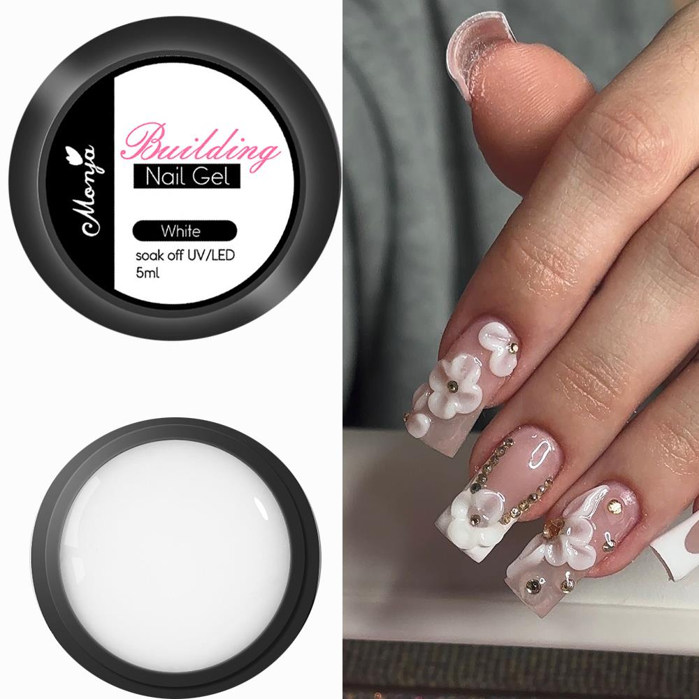 5g Clear Non Stick Hand Extension Gel Nail Polish for 3D Shaping/Craving Nail Art Solid Milky Jelly Hard Gel for DIY Nail Design