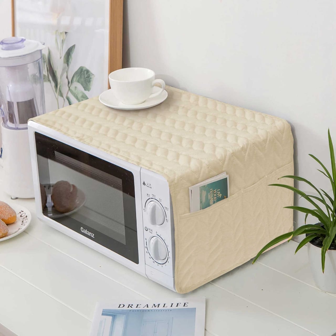 OVEN COVER MICROWAVE DUST PROOF 4 POCKET STORAGE BAG