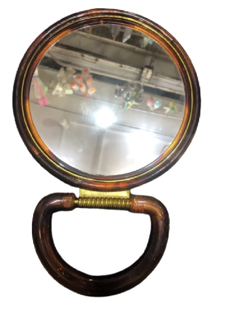 2-Sided Makeup Mirror | Double Sided Magnifying Vanity Mirror | Portable Table & Hand Mirror | Foldable Cosmetic Mirror | Round Beauty Mirror