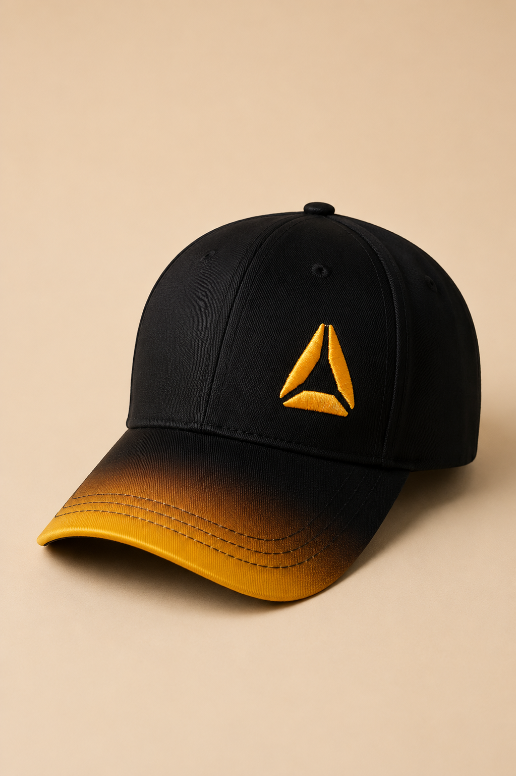 Premium Baseball Cap | Adjustable Cotton Cap | Embroidered Logo | Casual Sports Cap | Black with Gradient Brim