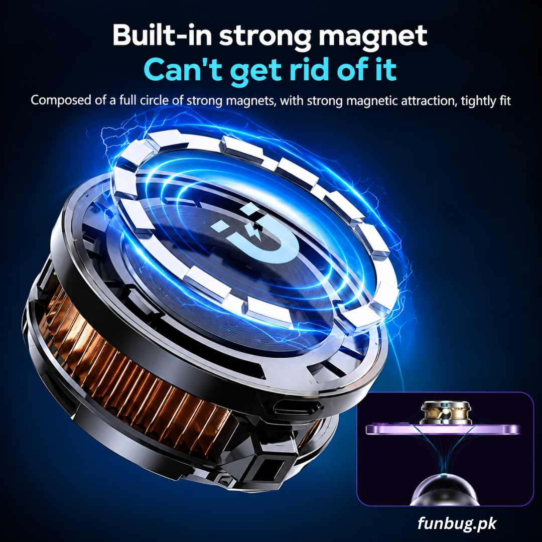 FunBug AL19 Mobile Phone Cooler Collection - Magnetic Semiconductor Cooling Fan & Back Clip Radiator for PUBG Free Fire Gaming | Instant Freezing Heat Sink for Smartphones & Tablets - 100% ORIGINAL