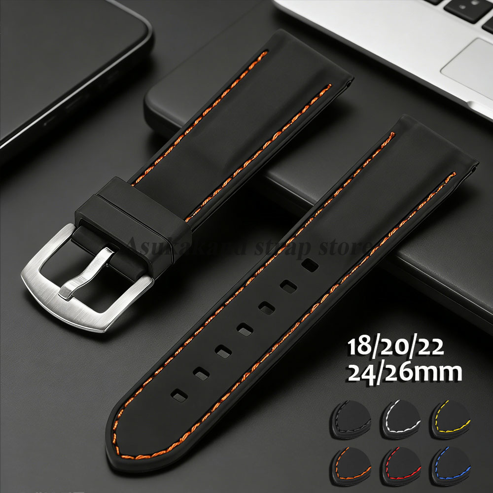 18mm 20mm 22mm 24mm 26mm Black Silicone Strap Universal Sport for  for  for Men Women Watchband Accessories Wrist Band