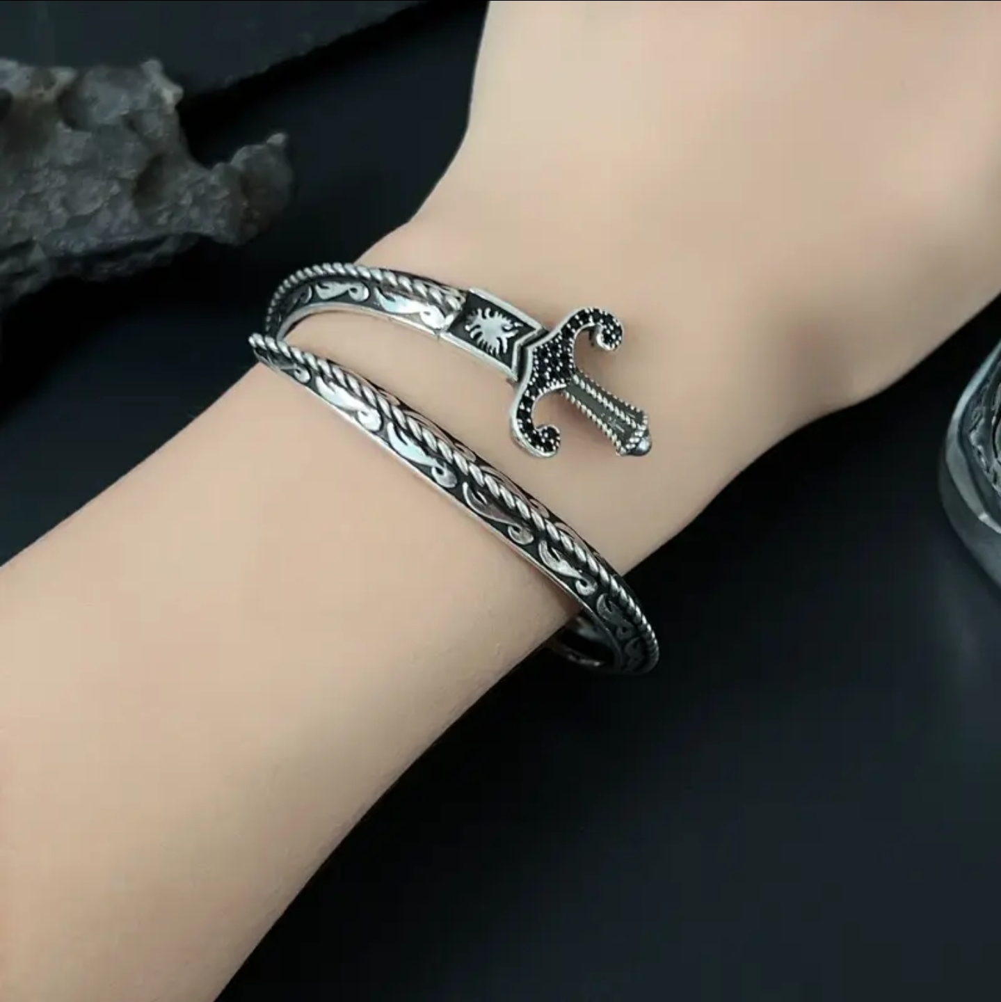 Sword Shaped Adjustable Bracelet with Opening, Jewelry Gift 1pc for men and women