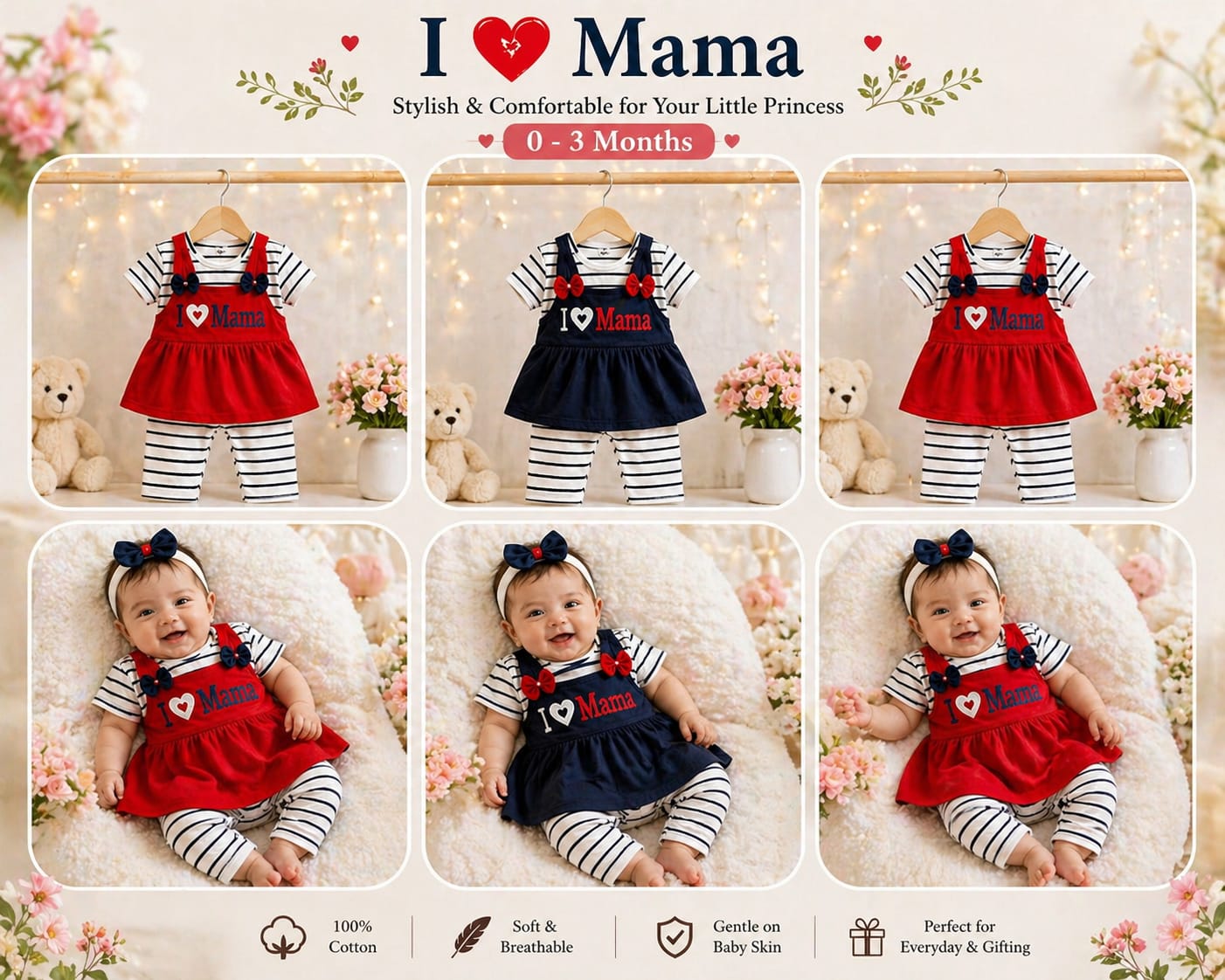 Infants Frock for Baby Girl , Beautiful Frock For Summers , Baby Girl Frock New Born Baby Girl Clothes 0-3 Months Baby
