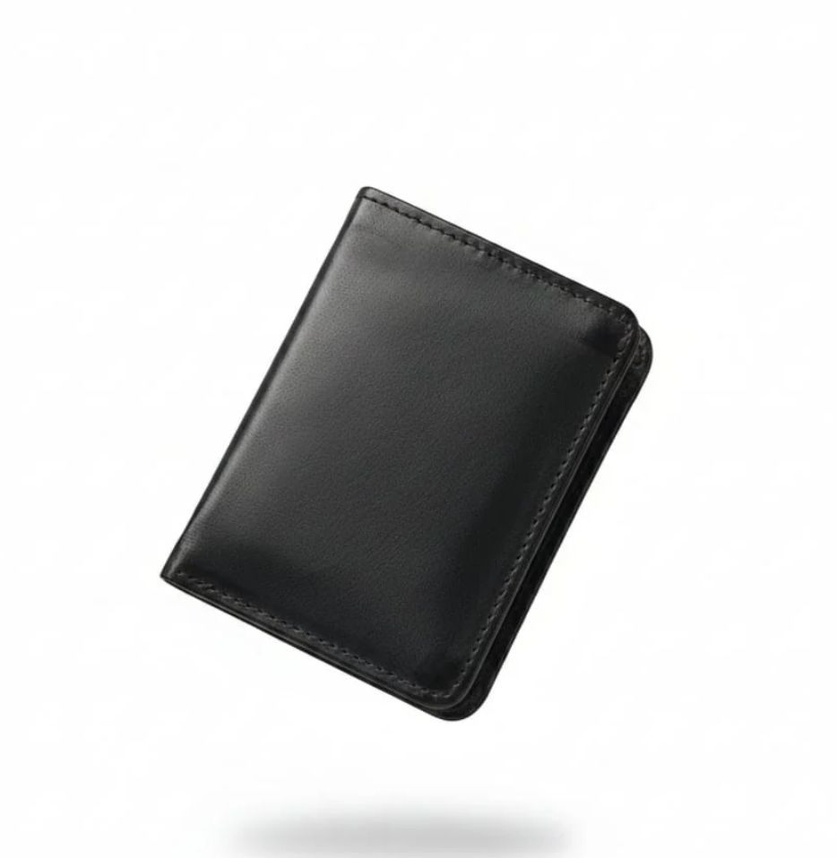 Leather Wallet for Men – 6 Card Slots, Button Closure, Slim Bifold Purse