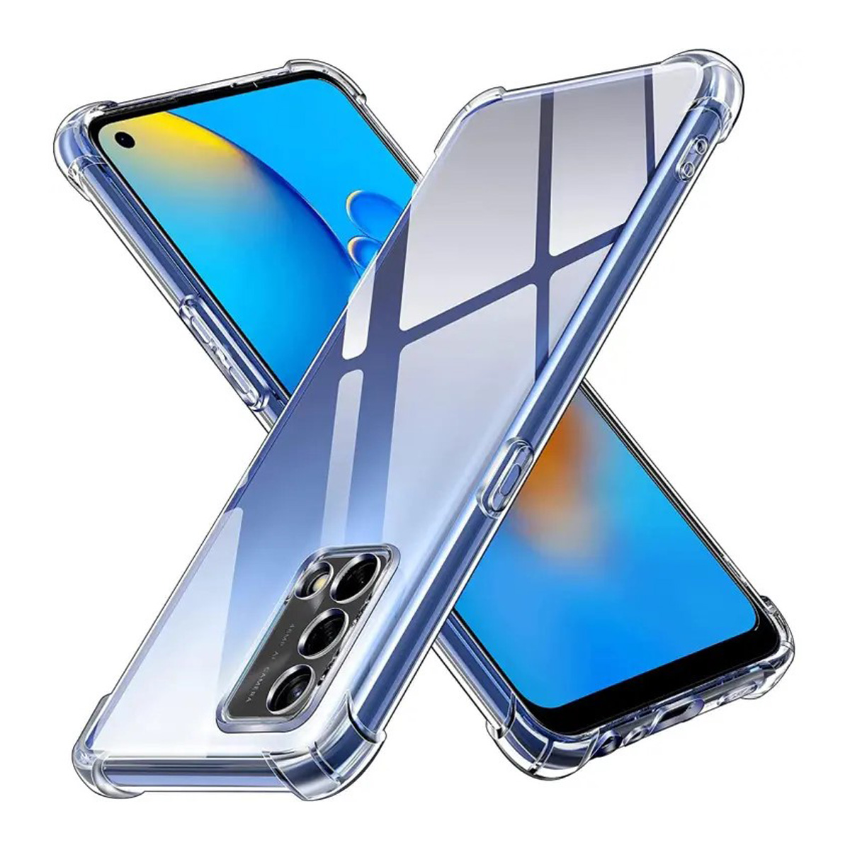 Oppo F19 Transparent TPU Case with Anti-Shock Air Cushions, Drop Resistance, and Silicone Back Cover