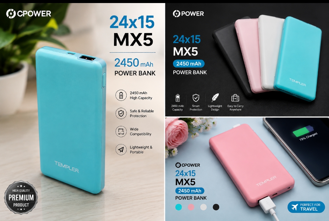 Power Bank 2450 mah Ultra Slim Card Size Pockit Mobile Power Gift Korian Quality