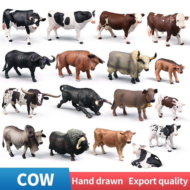 Simulation Farm Animal Models - Bull Milk Cow Poultry Educational Action Figures for Children's Cognitive Learning Collection