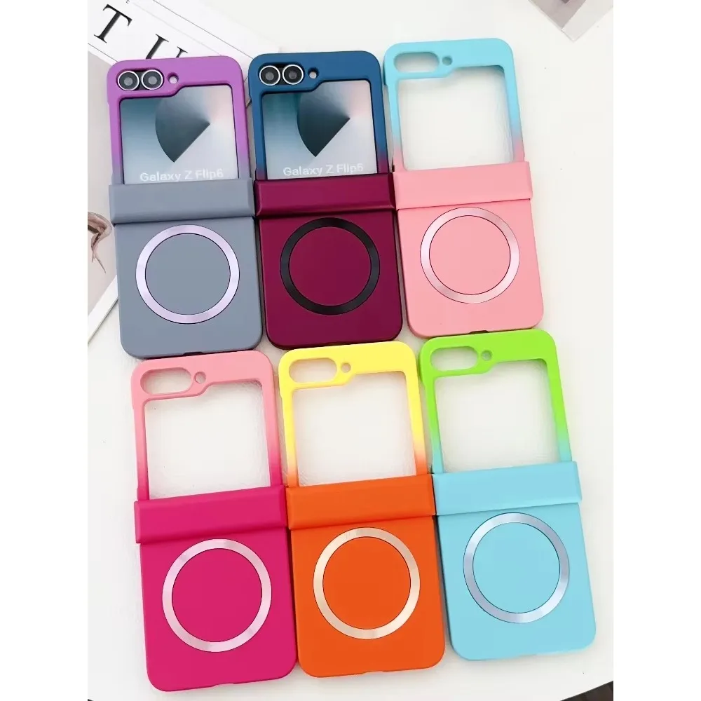 Gradient Color For Magsafe Magnetic Phone Case for   Z Flip 7 FE 6 5 4 3 5G Hard Plastic Hinge Protection Cover