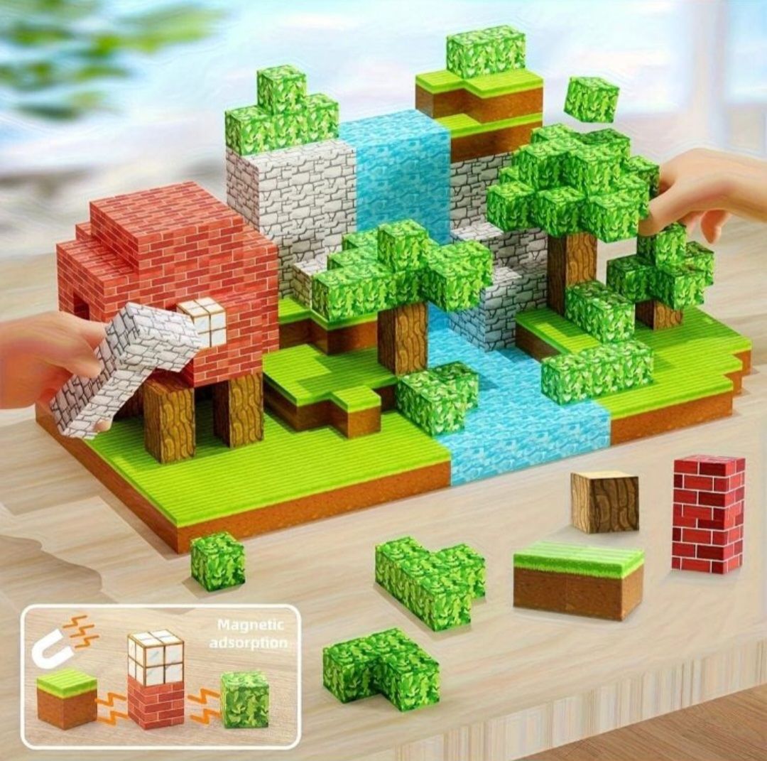 Minecraft Magnet Block Magnetic Blocks-128pcs Minecraft Magnetic Building Blocks, Magnetic ...