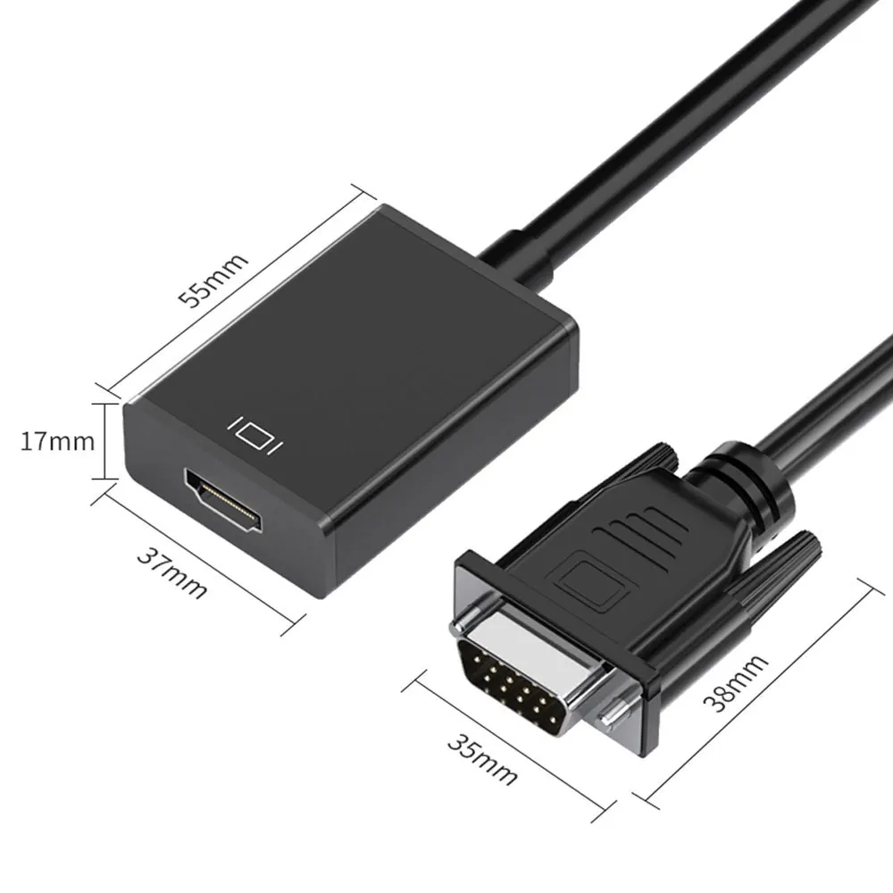 VGA TO HDMI-compatible TV Converter 1080P HD Audio Video Cable Adapter VGA Input HD Output for Computer Laptop TV Projector