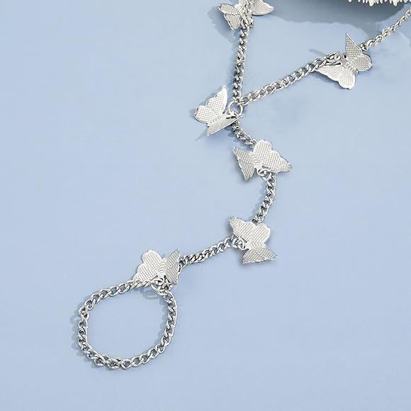 Butterfly Bracelet for Girls. Butterflies Silver Chain Ring Bracelet for Girls.