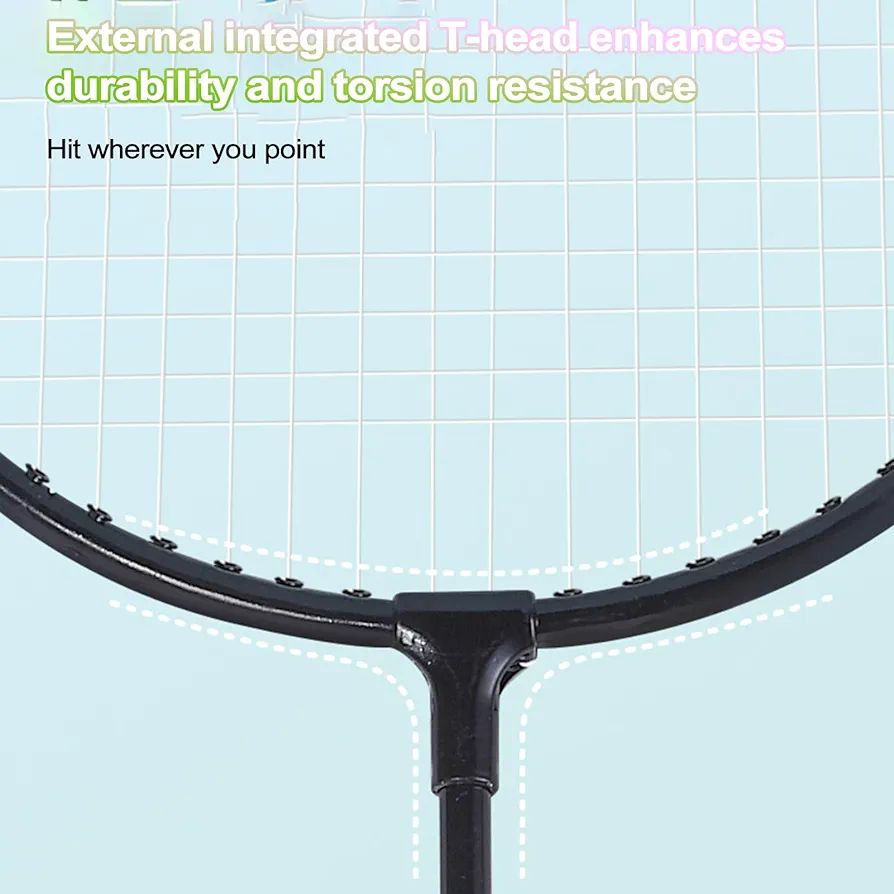 Badminton Racket Set, 2 Player Badminton Racket Set, Alloy Rackets with Carrying Bag, Backyard Games, Badminton Set for Garden, Beach, Family Fun Game Shakven