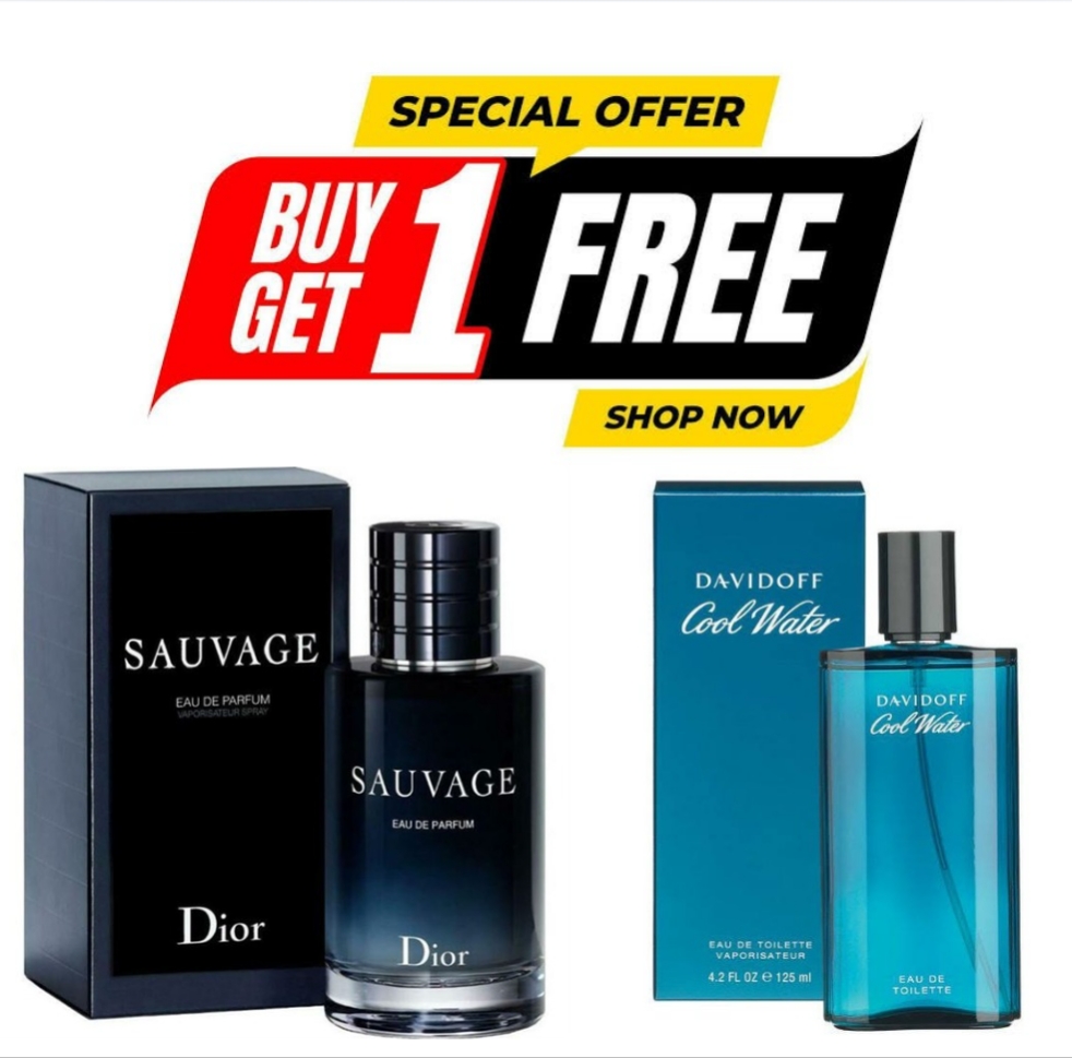 Sauvage Eau De Parfum by Dior 100ml + Davidoff Cool Water Impressions Eau De Toilette 125ml – Premium Men’s Fragrance Combo – Buy 1 Get 1 Free Special Offer – Long Lasting Perfumes Gift Set for Him – Luxury Fragrance Deal