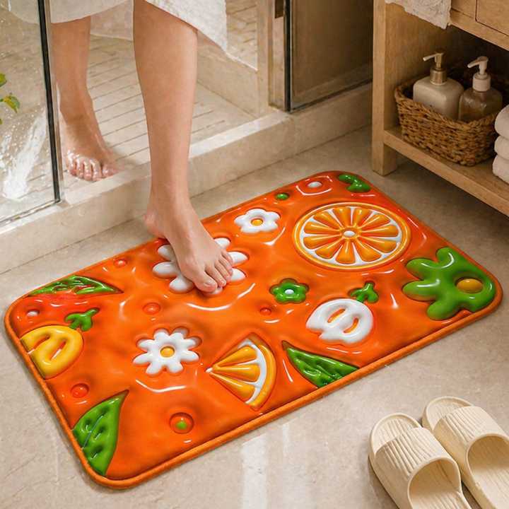 3D Flower Bathroom Rug | Non Slip Bath Mat | Soft Absorbent Quick Drying Bathroom Mat | Cute Floral Floor Mat
