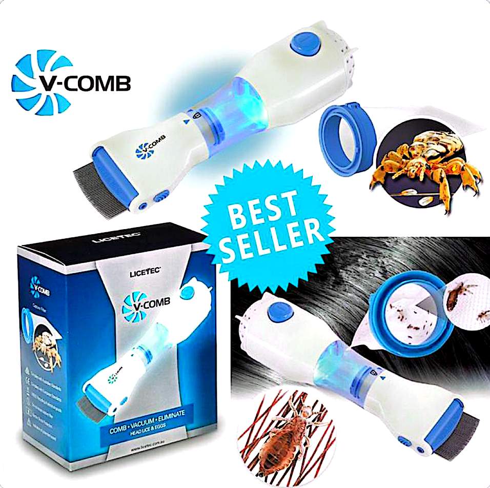 V Comb, Anti Lice Electric Comb, Head Lice Machine with Filters, Lice Removal Machine, Anti Lice Machine with Steel Comb, Rechargeable Anti Lice Comb with 4 Filters, Lice Egg Removal Machine V Comb Electronic Head Lice Removal Machine Anti Lice Machine