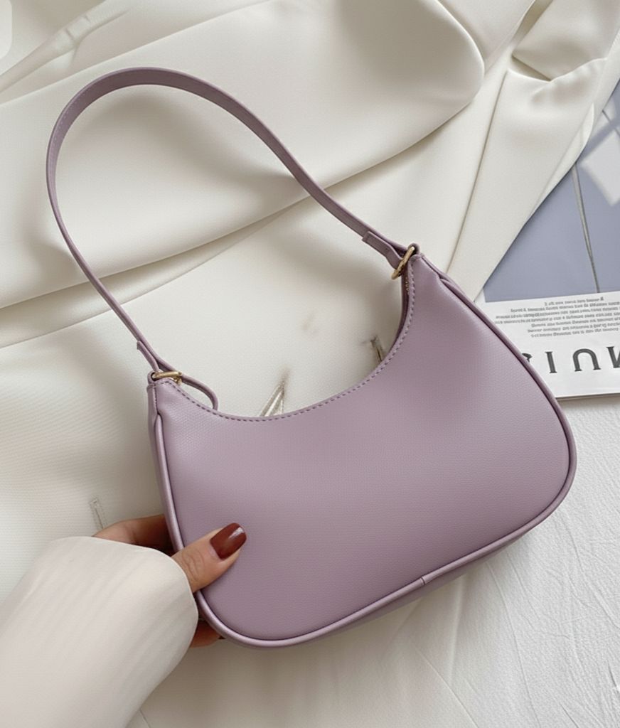 Korean Style Solid Multicolor Color Shoulder Bag for Women | Elegant Underarm Hobo Clutch | Casual Trendy Crescent Purse For Women