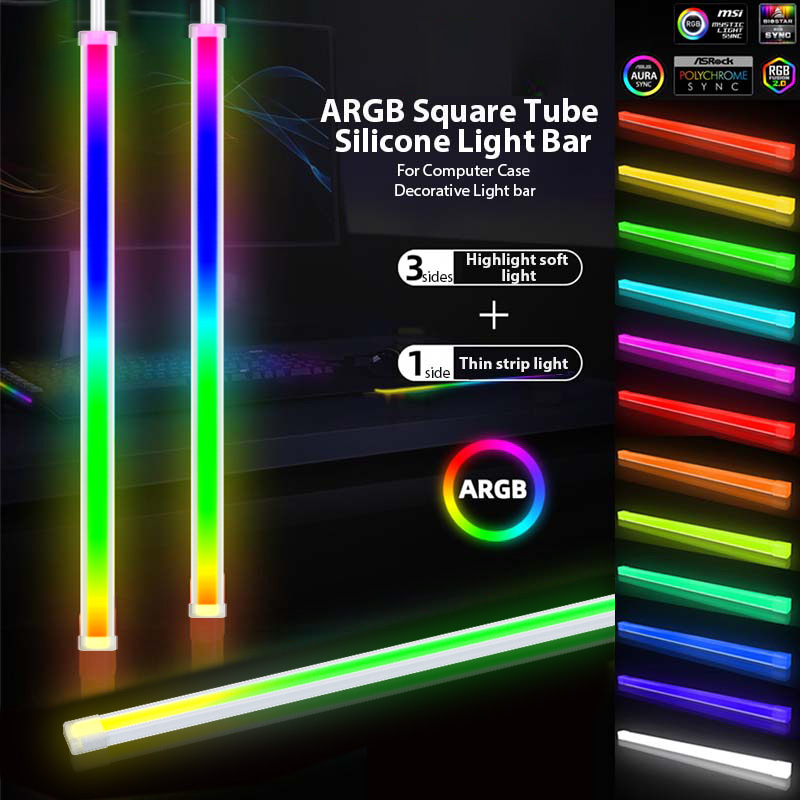 COOLCIRC 40cm LED Strip Computer Light Bar 5V/3PIN ARGB Motherboard Light-Strip Colorful Atmosphere DIY Lamp Bar for PC