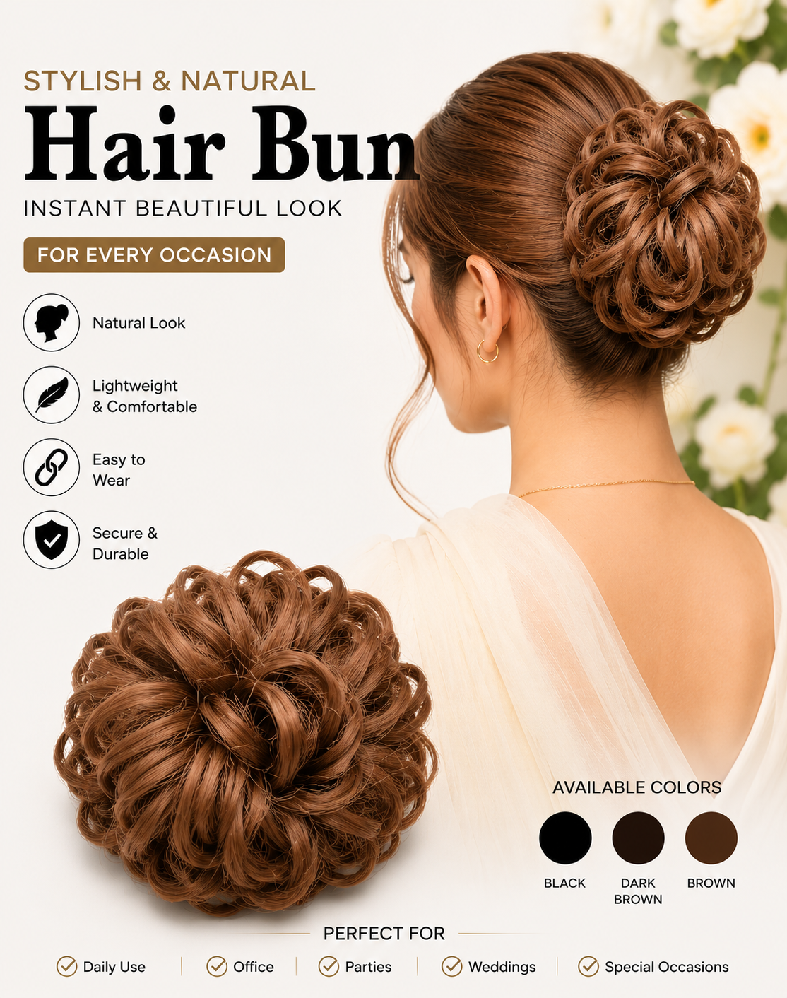 Hair Extensions Synthetic Hair Jura Scrunchie Hair Bun Extension Hairpiece For Women Girls Instant Juda Maker Daily Casual Party Bridal Styling