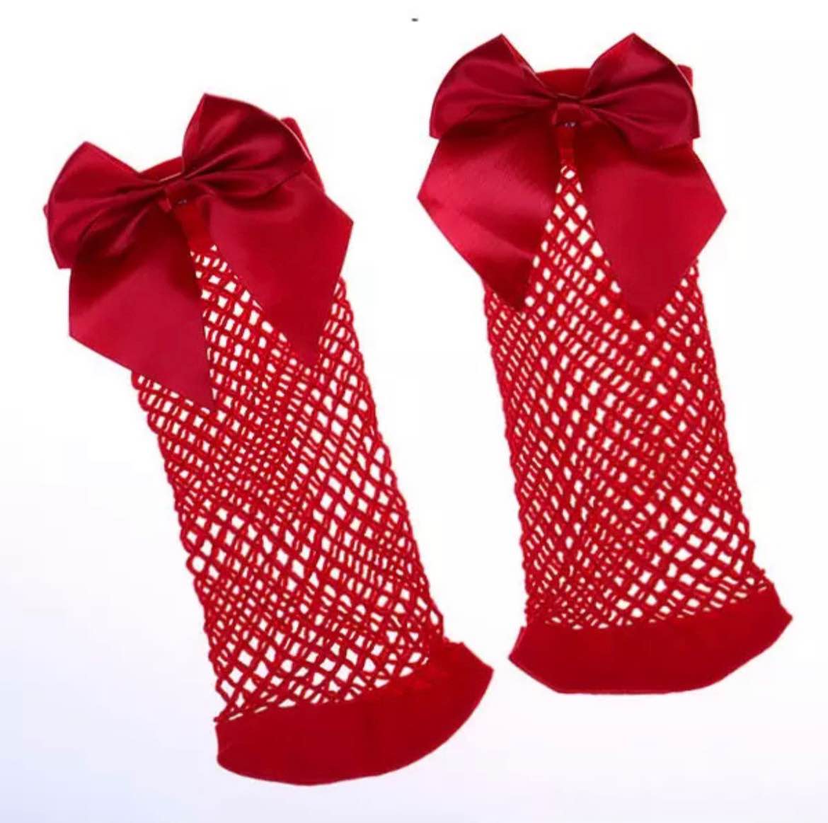 Stretchable Kids Fishnet Bow Socks - Free Size