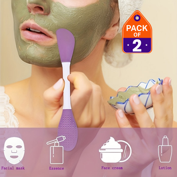 Pack of 2 & 1 Silicone Facial Brush 2-in-1 Dual-Ended – Multi-Pack Mask & Mud Mask Applicator, Skincare Face Care Tool, Alcohol-Free, Gentle Deep Cleansing & Exfoliating Brush for Women & Men, Spa, Home & Travel Use