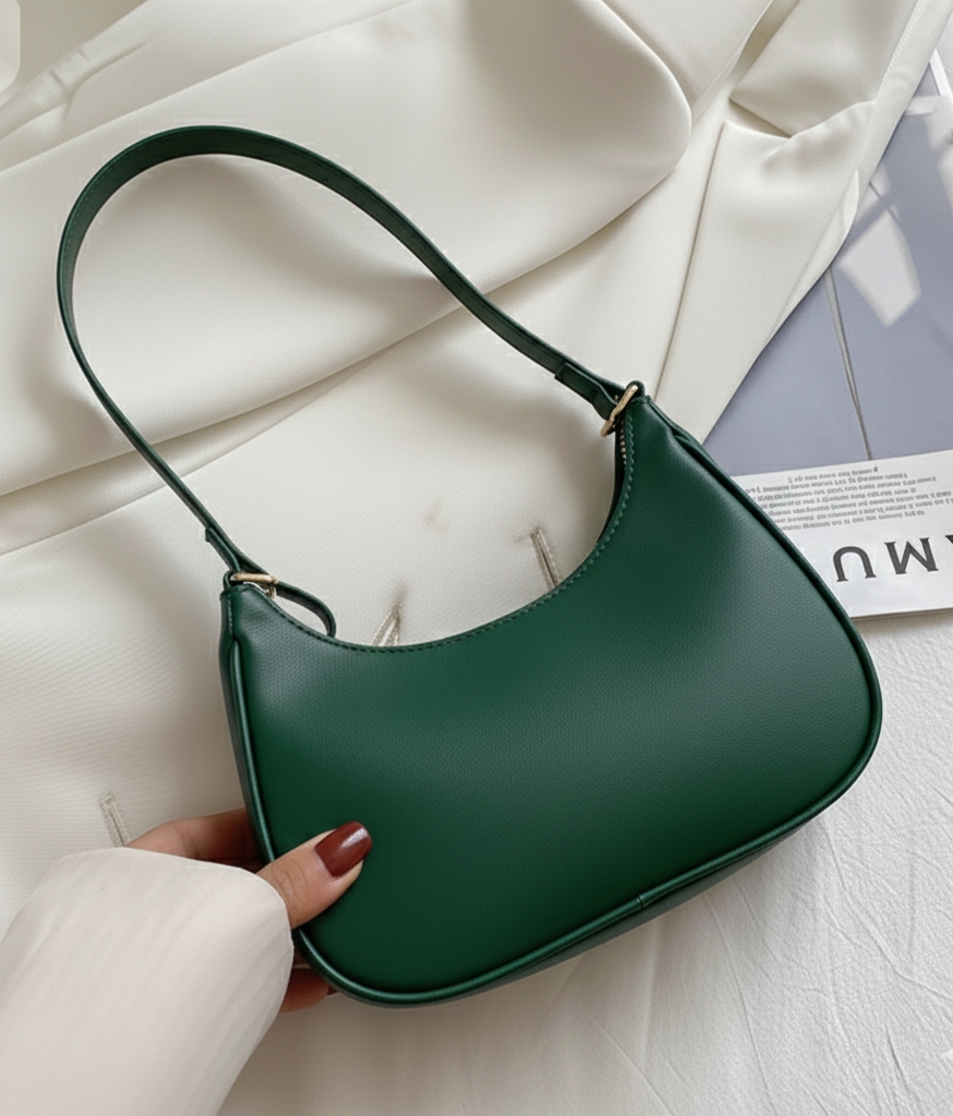 Korean Style Solid Multicolor Color Shoulder Bag for Women | Elegant Underarm Hobo Clutch | Casual Trendy Crescent Purse For Women