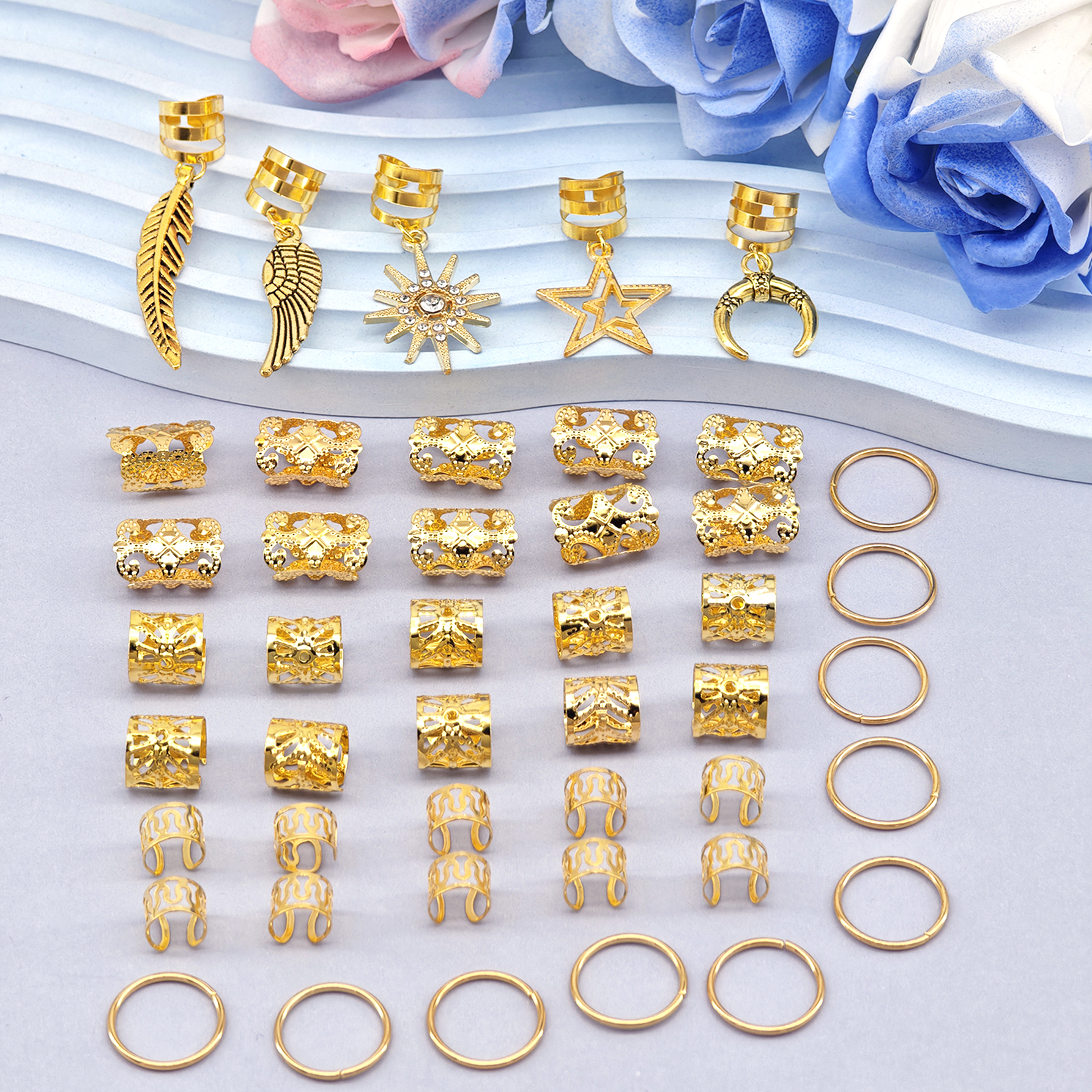 Alloy Braid 45Pcs Hair Rings Dreadlock Jewelry Accessories for Braids Loc Hair