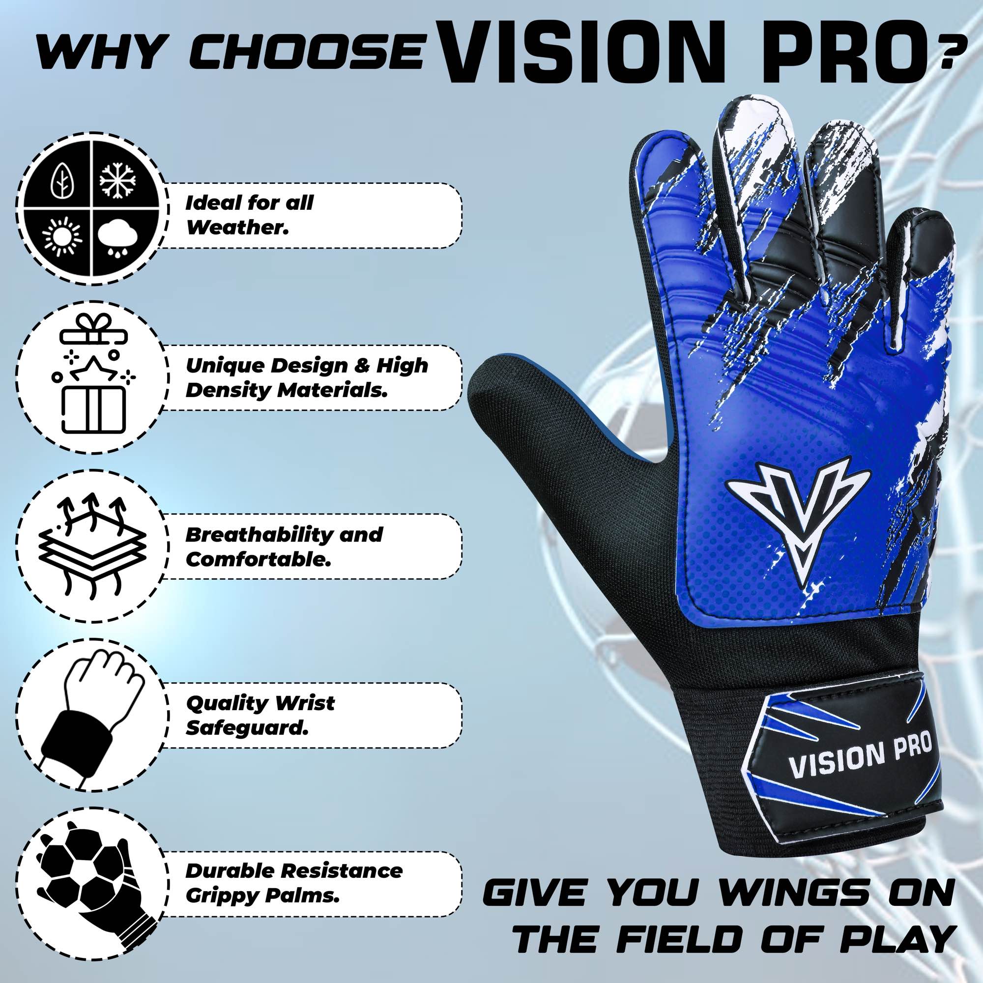 Kids Goalkeeper Gloves Soccer Goalie Football Glove Super Grip Training Gloves youth Sizes For Boys and Girls