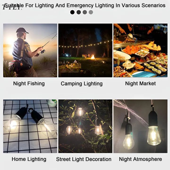 Outdoor Camping Hanging Type-C Charging Retro Bulb Light, Outdoor Hanging Tent Light Bulb