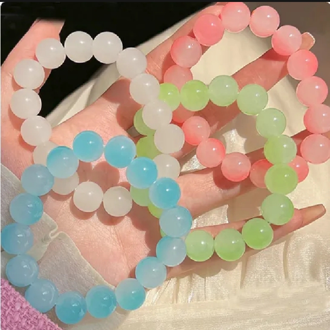 Colorful Glass Pearl Beaded Bracelet for Girls – Elastic Stretch Fashion Bracelet, Cute Jewelry Gift