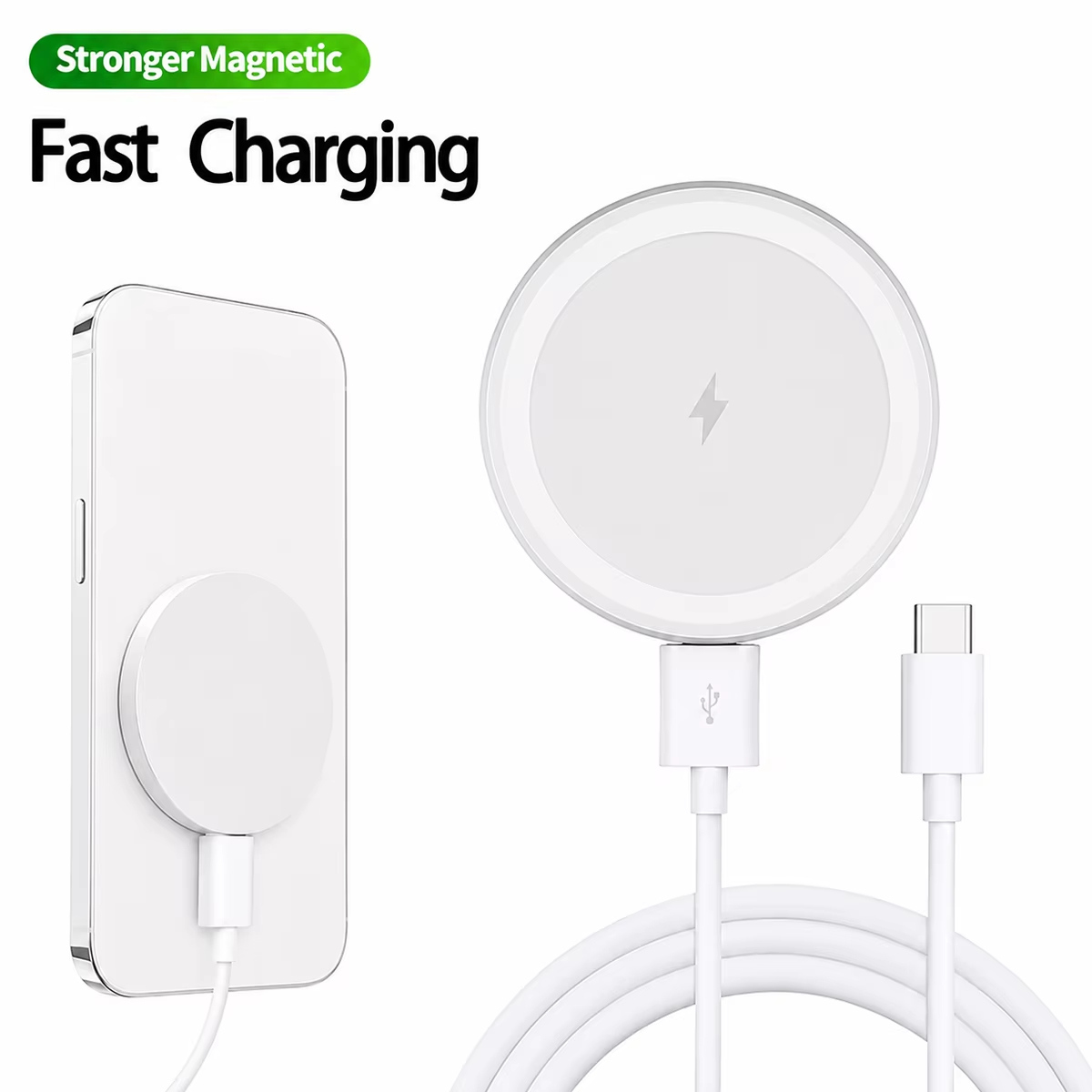 Ultra Thin 15W Wireless Charger Fast Qi Charging Pad 6cm Compact Lightweight Portable Design for Desk Bedroom Travel
