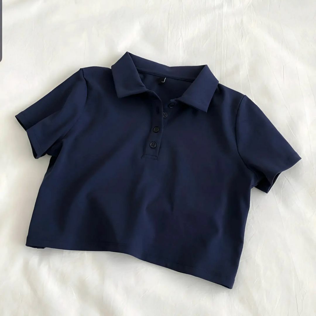 MI'TESORO Women's Short Sleeve Boxy Cropped Polo T-Shirt Polo Cropped T-Shirt - a timeless classic with a modern twist! for Girls/Women