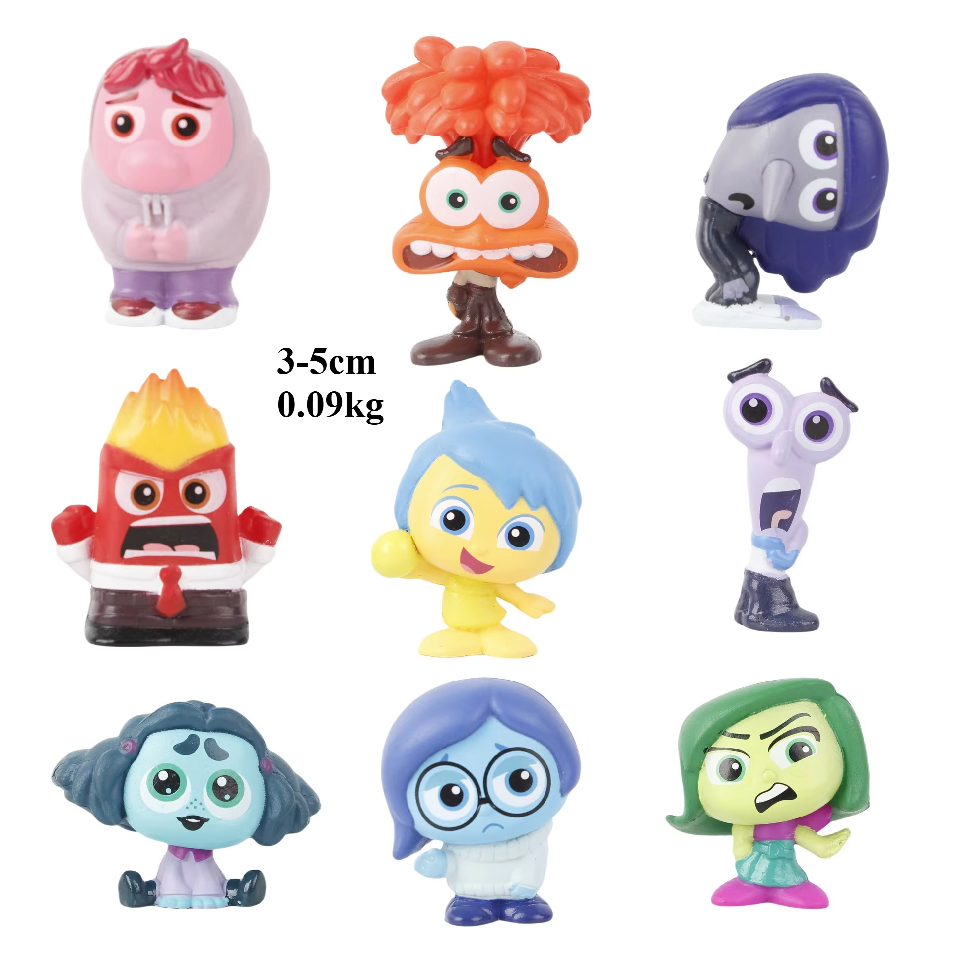 9Pcs/Set Mini Inside Out 2 Action Figure Toy Cartoon Movie Joy Anxiety Anger Sadness Disgust Fear Model Doll Figurines Kids