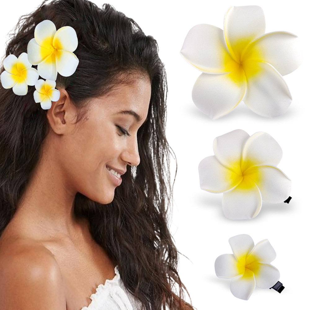 Plumeria Flower Hair Clips 3/6/10Pcs Women Side Bangs Hairpins Hawaiian Beach Party Accessories