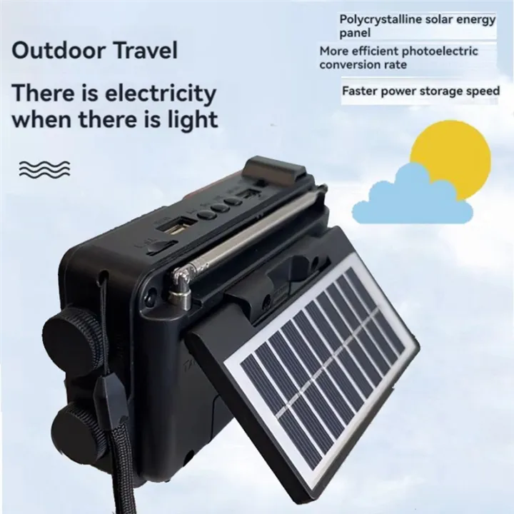 MINI Radio with Solar Pocket FM AM SW Radios Receiver Built-in Speaker Wireless Bluetooth Music Player with LED Light,A
.