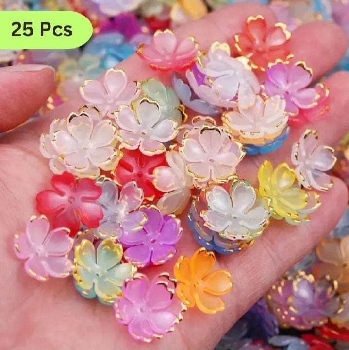 20/50/100 Pcs ABS Round Flowers - Imitation Pearl Beads For DIY Jewellery Making