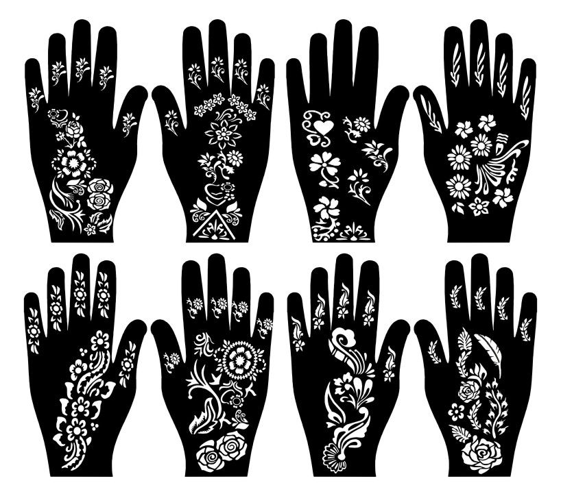 8 Beautiful Mix Designs Arabic Bridle Henna Mehndi Designs Stencils