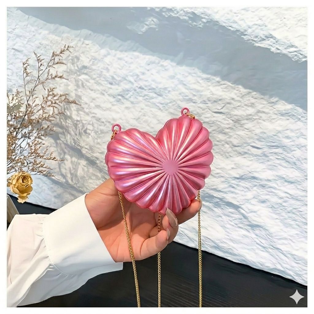 Trendy Acrylic Moon Shaped Base Box Mini Clutch for Girls | Luxury Oval Bow, Heart, Shell, Flower Shape Evening Handbag | Eid Festival, Party, Wedding & Formal Fashion Bag(Perfect Gift For Her)