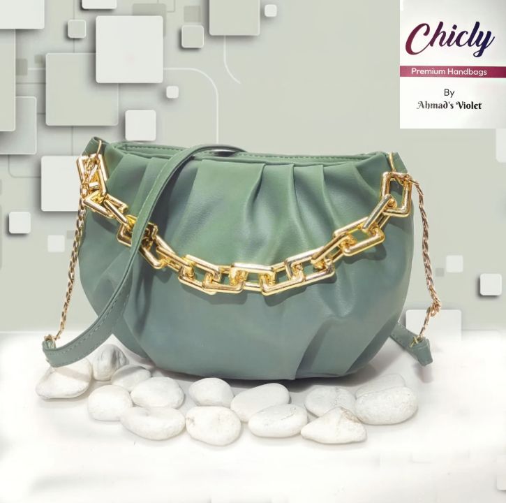 Hand bag For Girls With Stylish Golden Chain and Long Strap Shoulder Bag For Girls and Women