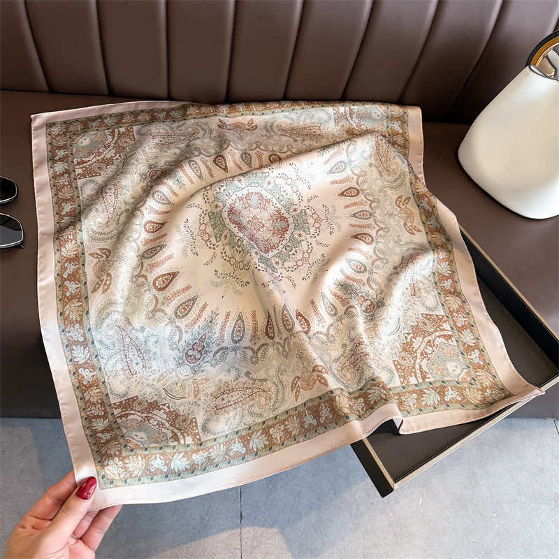 Luxury Print Satin Silk Square Scarf for Women Shawl Hijab Neckerchief Female Hair Ribbon Headband Fashion Wrap Bandana 2026 New