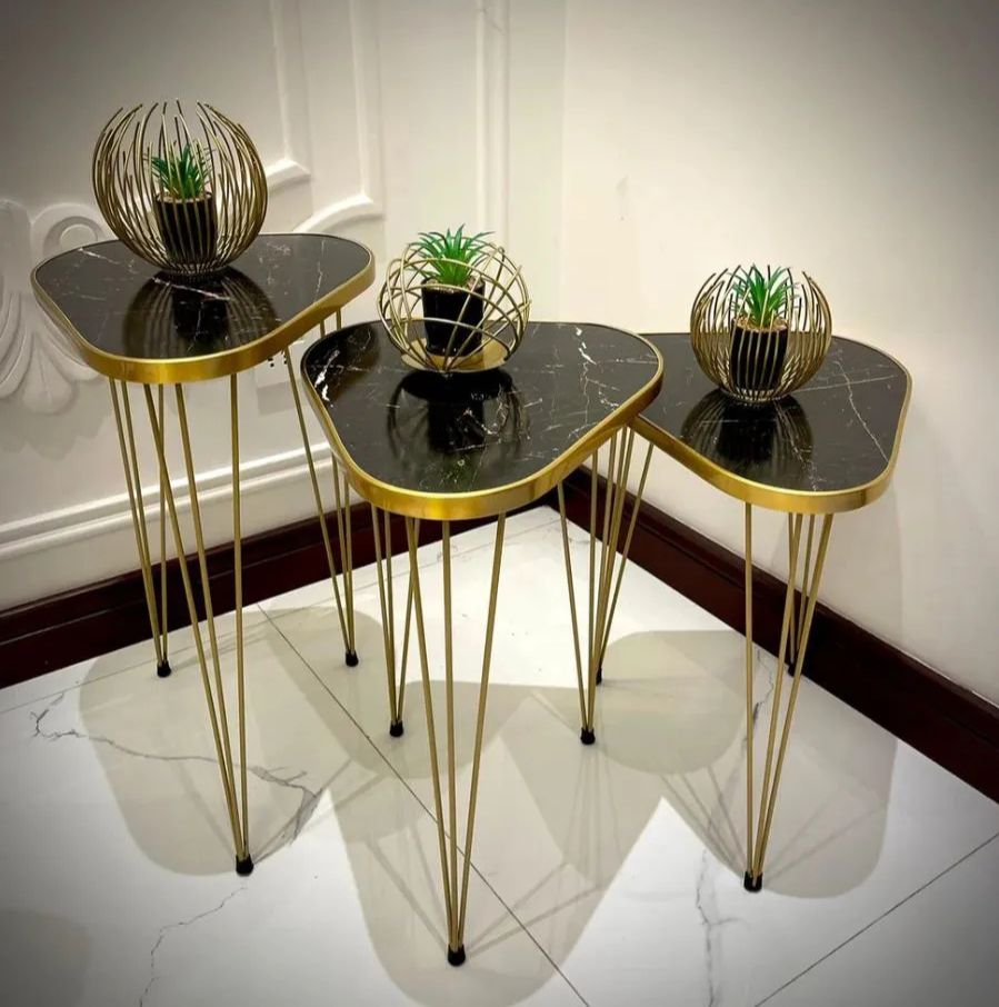 MDF Wood Round Coffee table With metal stand/Side table/ Nesting end table / round coffee table/coffee Table/ Table for Home decor ,living room and for bed side