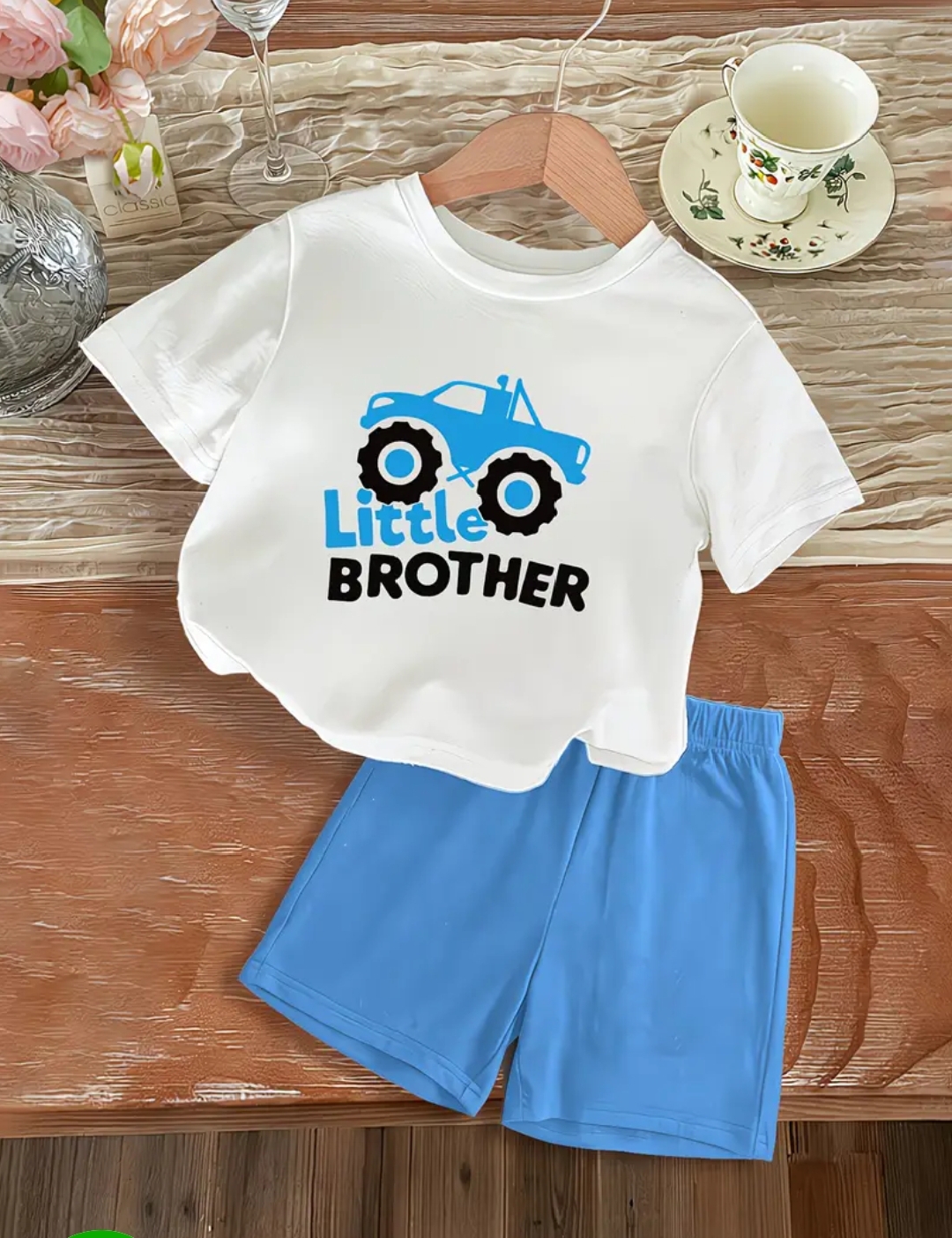 Little Brother T-Shirt And Shorts Pants For Kids Baby Boys And Baby Girls Dresses Short Sleeves Tee Top's Clothes Set's Dresses Outfit Suit For Unisex JHA Eid Collection Summer collection