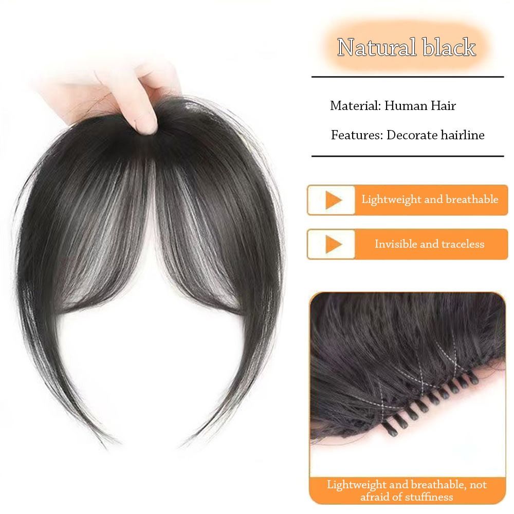 Fashion 3D Natural Bangs Invisible Middle Part False Bangs Synthetic Clip-In Side Fringe Hairpieces Women