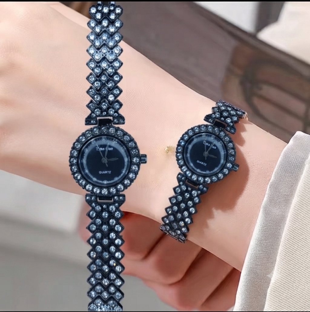 Watch for Girls and Watch for Women Luxury Diamond Ladies Watch | Fancy Crystal Rhinestone Quartz Bracelet Watches | Elegant Party Wear Chain Wristwatch | Fashion Jewelry Bling Timepiece Gift for Her | Rose Gold, Silver, Black and black dial watch