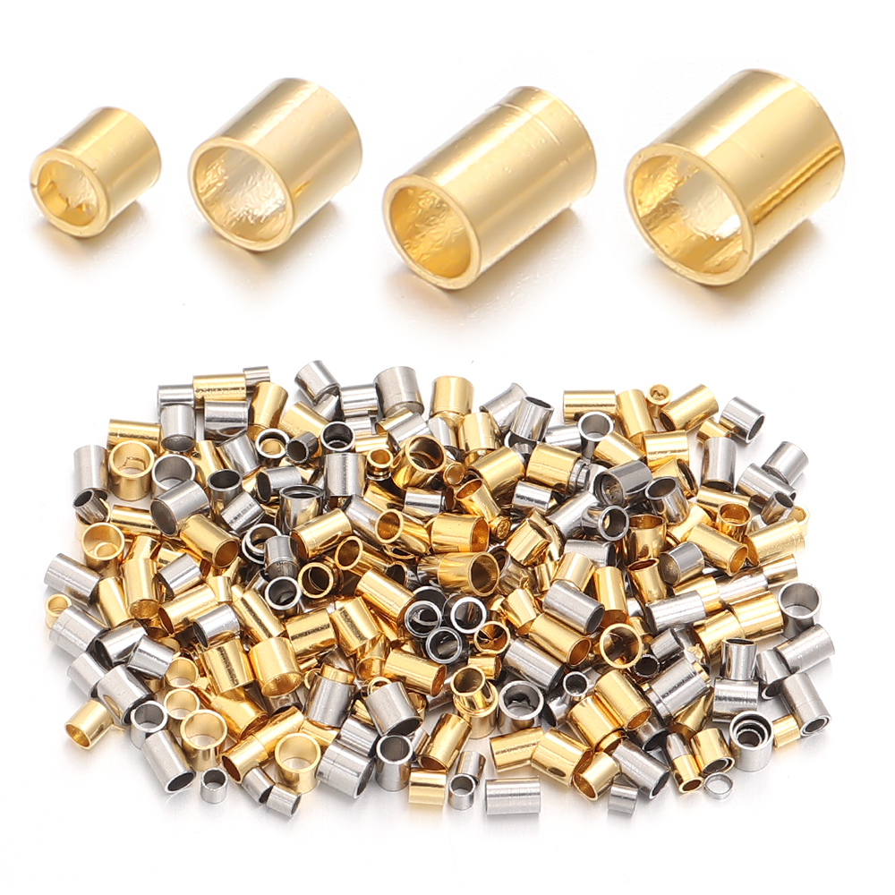 50/100Pcs Stainless Steel Tube Stopper Spacer Beads Crimp End Beads DIY Bracelet Necklace Jewelry Making Supplies Wholesale