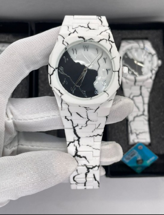 New Aura Black & White Combo Wrist Watch | Marble Pattern Arabic Dial Quartz Watch | Stylish Unisex Fashion Watch for Men & Women | Premium Modern Design | 7in1 Utra Smart Watch price in Pakistan