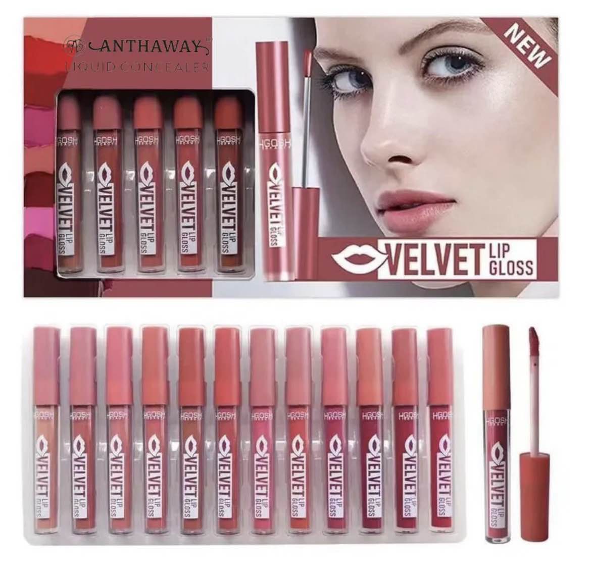 Liquid Matte Lipgloss Tray Waterproof Matte Nude Lip Gloss pack of 6 & 12