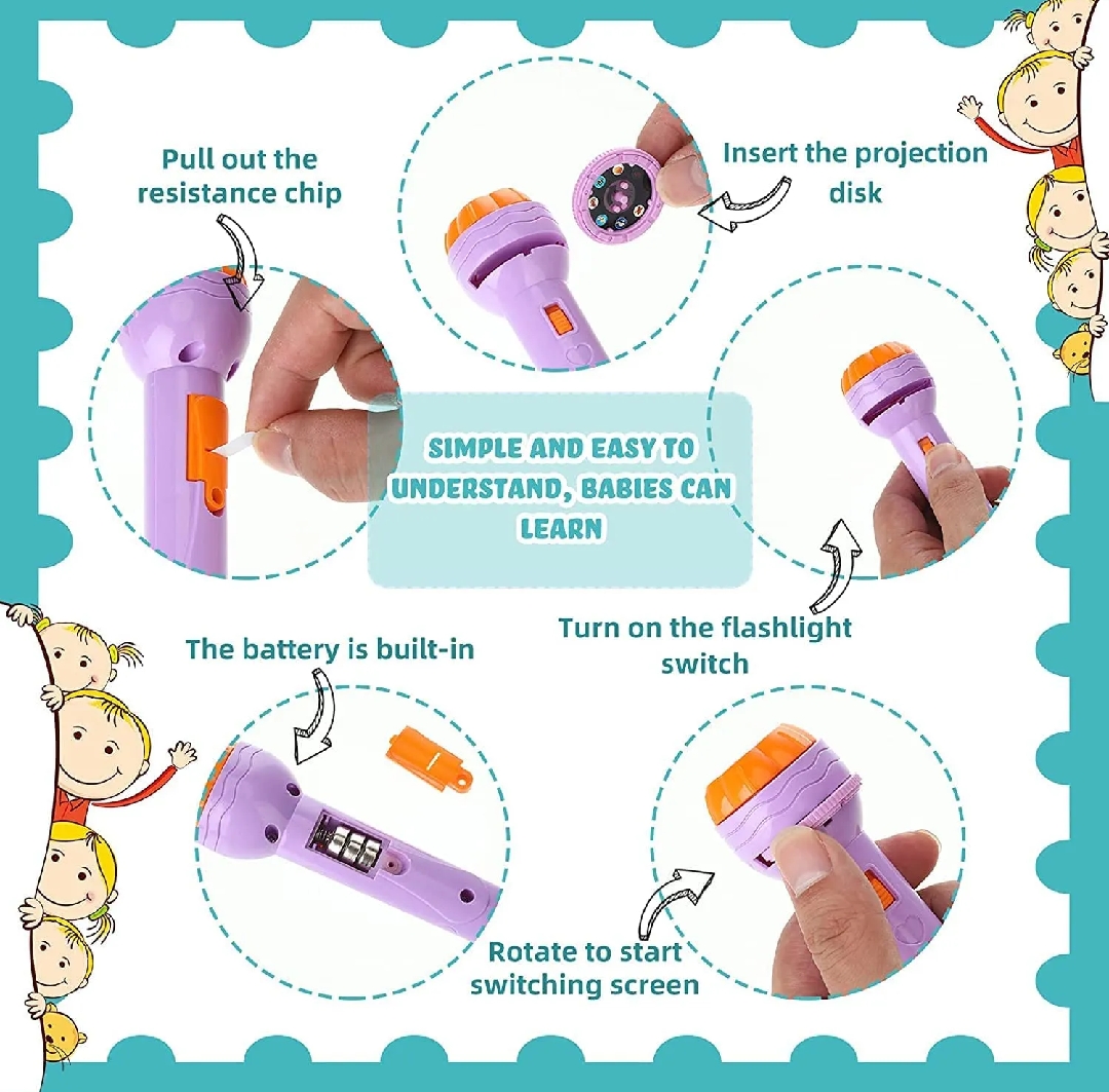 3 Slids, 24 Patterns Projector Flashlight Torch, Kids Projection Light Toy Education Learning Night Light Before Going To Bed Best Gift For Kids 7 Years Boy Or Girl Learning And Playing(Multi)