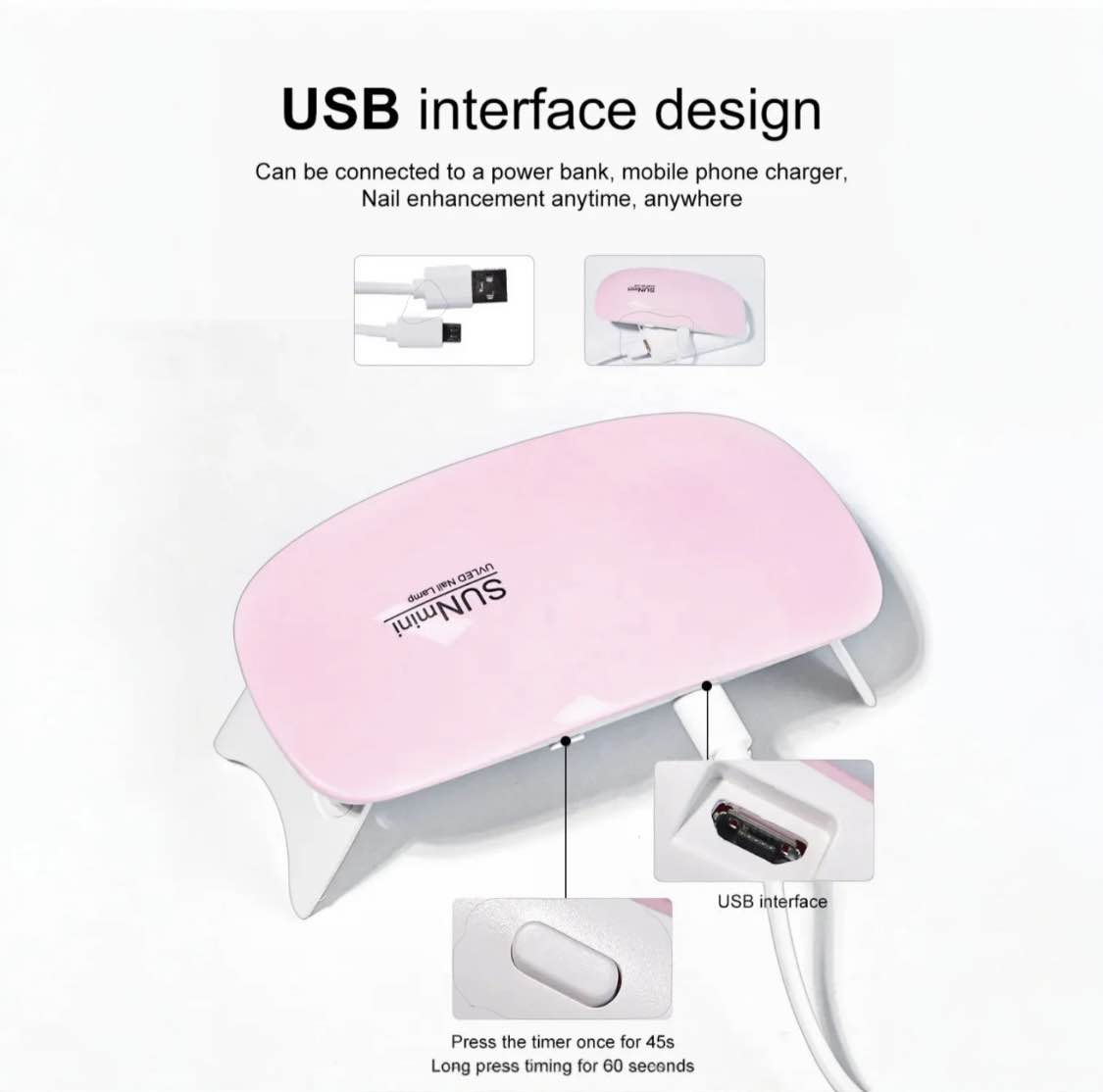 Micro Nail Art UV Gel Varnish Curing Machine Mini Portable LED UV Nail Lamp Dryer